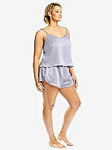 Side View Thumbnail - Silver Dove Whisper Satin Lounge Shorts with Pockets