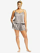 Alt View 1 Thumbnail - Taupe Whisper Satin Lounge Shorts with Pockets