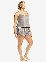 Side View Thumbnail - Taupe Whisper Satin Lounge Shorts with Pockets