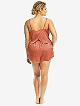 Alt View 2 Thumbnail - Terracotta Copper Whisper Satin Lounge Shorts with Pockets