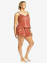 Side View Thumbnail - Terracotta Copper Whisper Satin Lounge Shorts with Pockets
