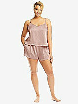 Alt View 1 Thumbnail - Toasted Sugar Whisper Satin Lounge Shorts with Pockets