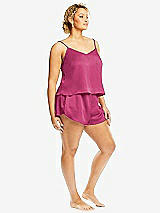 Side View Thumbnail - Tea Rose Whisper Satin Lounge Shorts with Pockets