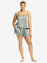 Alt View 1 Thumbnail - Willow Green Whisper Satin Lounge Shorts with Pockets