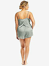 Alt View 2 Thumbnail - Willow Green Whisper Satin Lounge Shorts with Pockets