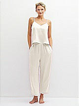 Front View Thumbnail - Ivory Whisper Satin Wide-Leg Lounge Pants with Pockets