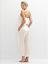 Rear View Thumbnail - Ivory Whisper Satin Wide-Leg Lounge Pants with Pockets