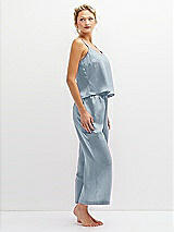 Side View Thumbnail - Mist Whisper Satin Wide-Leg Lounge Pants with Pockets