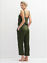 Rear View Thumbnail - Olive Green Whisper Satin Wide-Leg Lounge Pants with Pockets