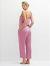 Rear View Thumbnail - Powder Pink Whisper Satin Wide-Leg Lounge Pants with Pockets