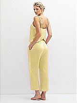 Rear View Thumbnail - Pale Yellow Whisper Satin Wide-Leg Lounge Pants with Pockets