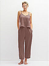 Front View Thumbnail - Sienna Whisper Satin Wide-Leg Lounge Pants with Pockets