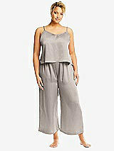 Alt View 1 Thumbnail - Taupe Whisper Satin Wide-Leg Lounge Pants with Pockets