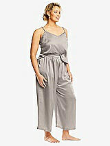 Alt View 2 Thumbnail - Taupe Whisper Satin Wide-Leg Lounge Pants with Pockets