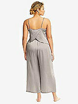 Alt View 3 Thumbnail - Taupe Whisper Satin Wide-Leg Lounge Pants with Pockets