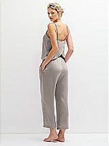 Rear View Thumbnail - Taupe Whisper Satin Wide-Leg Lounge Pants with Pockets
