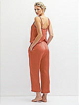 Rear View Thumbnail - Terracotta Copper Whisper Satin Wide-Leg Lounge Pants with Pockets