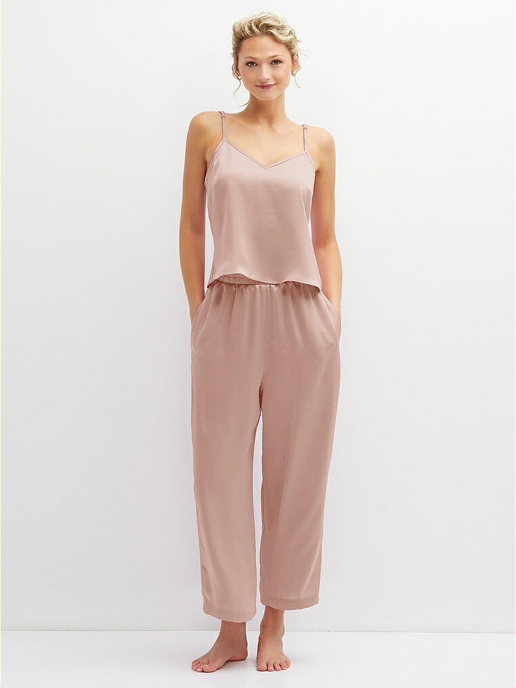 Front View - Toasted Sugar Whisper Satin Wide-Leg Lounge Pants with Pockets
