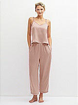 Front View Thumbnail - Toasted Sugar Whisper Satin Wide-Leg Lounge Pants with Pockets
