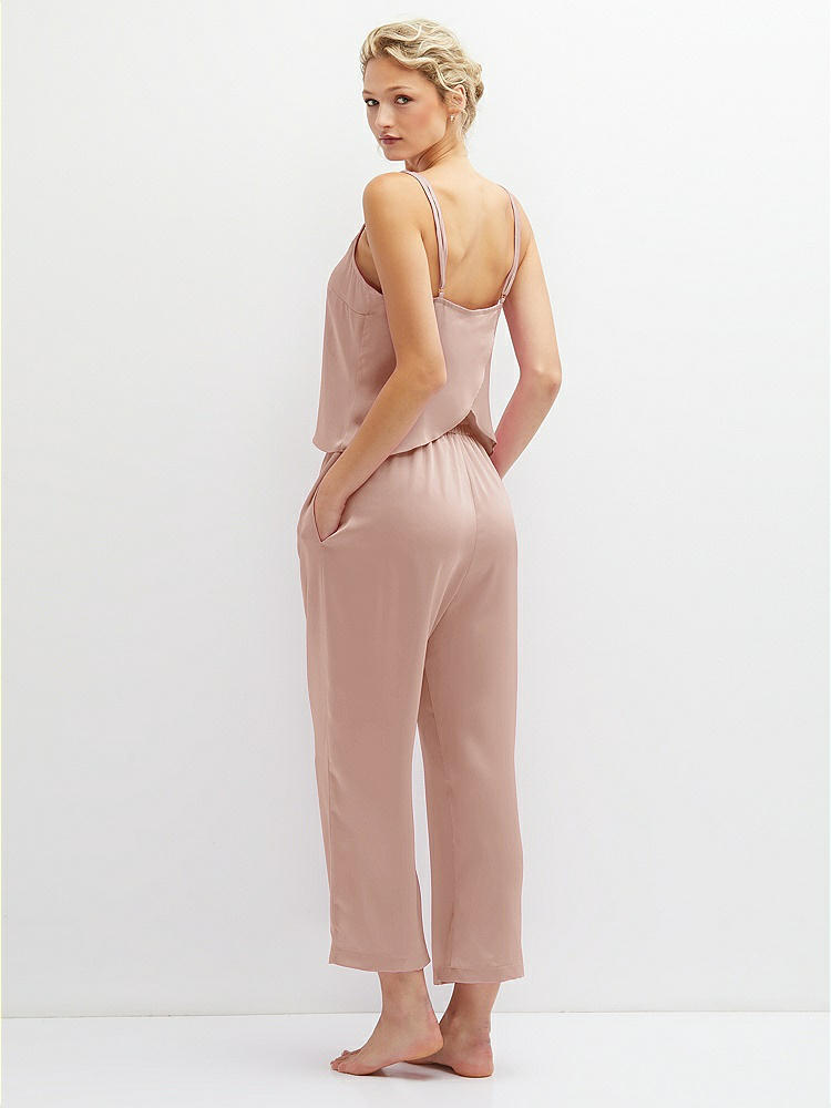 Back View - Toasted Sugar Whisper Satin Wide-Leg Lounge Pants with Pockets