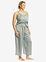 Alt View 2 Thumbnail - Willow Green Whisper Satin Wide-Leg Lounge Pants with Pockets