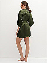 Rear View Thumbnail - Olive Green Short Whisper Satin Robe