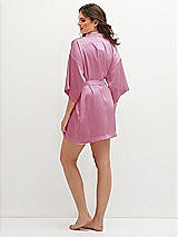 Rear View Thumbnail - Powder Pink Short Whisper Satin Robe