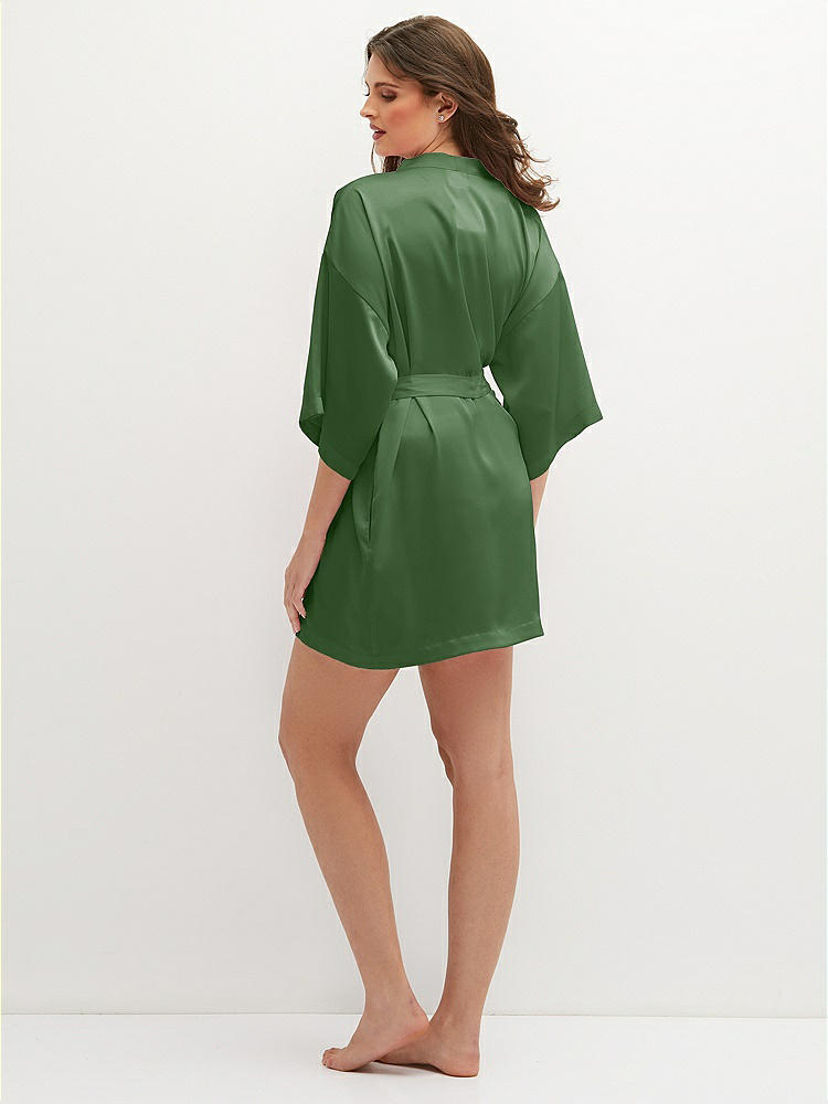 Back View - Vineyard Green Short Whisper Satin Robe