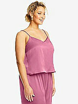 Side View Thumbnail - Orchid Pink Split Back Whisper Satin Cami Top