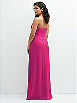 Rear View Thumbnail - Think Pink Strapless Notch-Neck Crepe A-line Dress with Rhinestone Piping Bows
