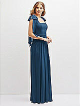 Side View Thumbnail - Dusk Blue Bow Shoulder Square Neck Chiffon Maxi Dress