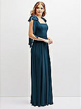 Side View Thumbnail - Atlantic Blue Bow Shoulder Square Neck Chiffon Maxi Dress