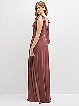 Rear View Thumbnail - English Rose Bow Shoulder Square Neck Chiffon Maxi Dress