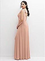 Alt View 2 Thumbnail - Pale Peach Chiffon Convertible Maxi Dress with Multi-Way Tie Straps