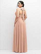 Rear View Thumbnail - Pale Peach Chiffon Convertible Maxi Dress with Multi-Way Tie Straps
