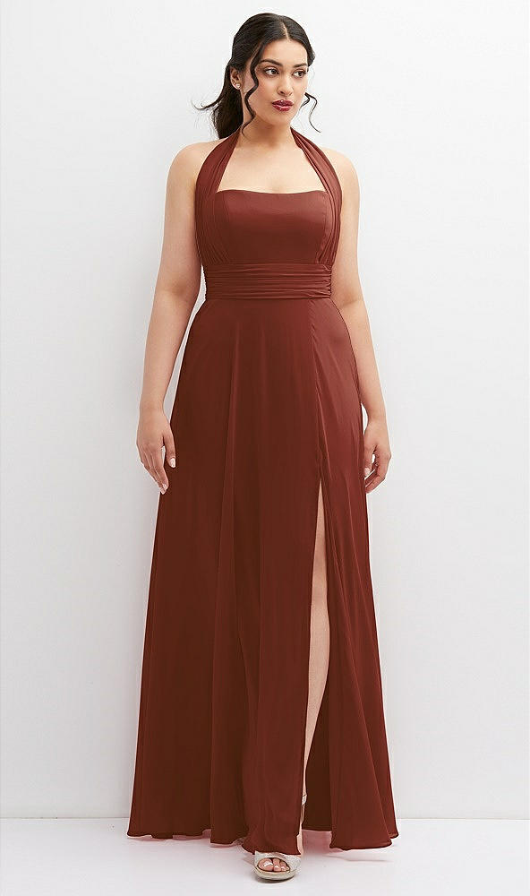 Front View - Auburn Moon Chiffon Convertible Maxi Dress with Multi-Way Tie Straps