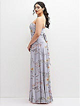 Alt View 5 Thumbnail - Butterfly Botanica Silver Dove Chiffon Convertible Maxi Dress with Multi-Way Tie Straps