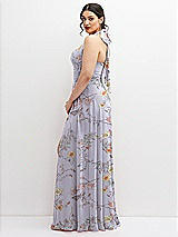 Side View Thumbnail - Butterfly Botanica Silver Dove Chiffon Convertible Maxi Dress with Multi-Way Tie Straps