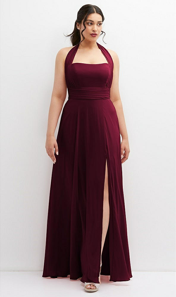 Front View - Cabernet Chiffon Convertible Maxi Dress with Multi-Way Tie Straps