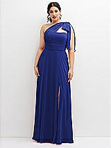 Alt View 1 Thumbnail - Cobalt Blue Chiffon Convertible Maxi Dress with Multi-Way Tie Straps