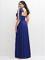 Alt View 3 Thumbnail - Cobalt Blue Chiffon Convertible Maxi Dress with Multi-Way Tie Straps
