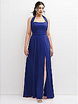 Front View Thumbnail - Cobalt Blue Chiffon Convertible Maxi Dress with Multi-Way Tie Straps