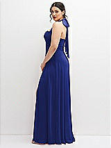 Side View Thumbnail - Cobalt Blue Chiffon Convertible Maxi Dress with Multi-Way Tie Straps