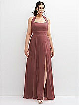Front View Thumbnail - English Rose Chiffon Convertible Maxi Dress with Multi-Way Tie Straps