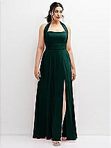 Front View Thumbnail - Evergreen Chiffon Convertible Maxi Dress with Multi-Way Tie Straps