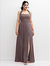 Front View Thumbnail - French Truffle Chiffon Convertible Maxi Dress with Multi-Way Tie Straps