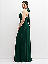 Side View Thumbnail - Hunter Green Chiffon Convertible Maxi Dress with Multi-Way Tie Straps