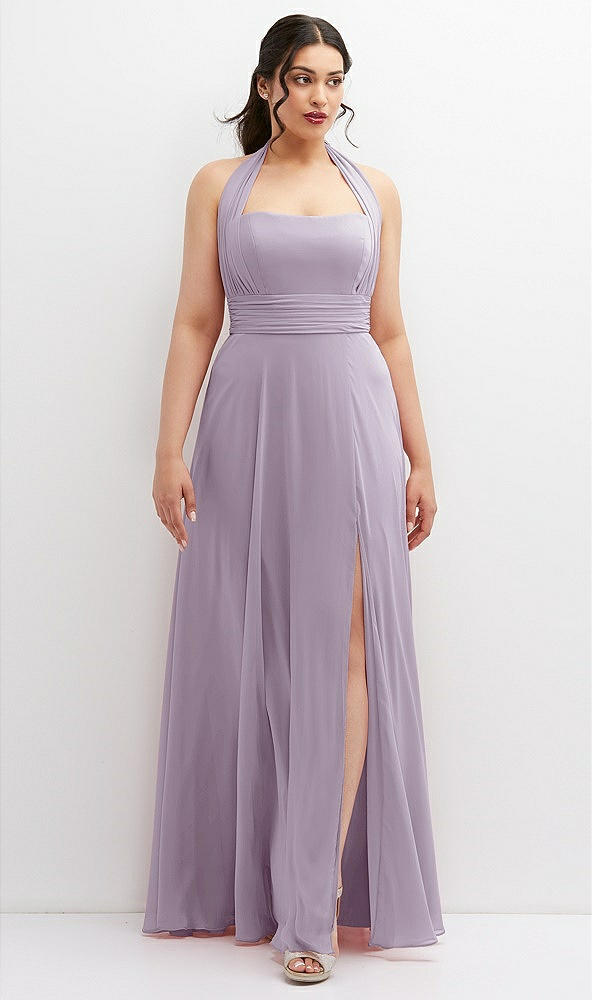 Front View - Lilac Haze Chiffon Convertible Maxi Dress with Multi-Way Tie Straps