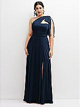 Alt View 1 Thumbnail - Midnight Navy Chiffon Convertible Maxi Dress with Multi-Way Tie Straps