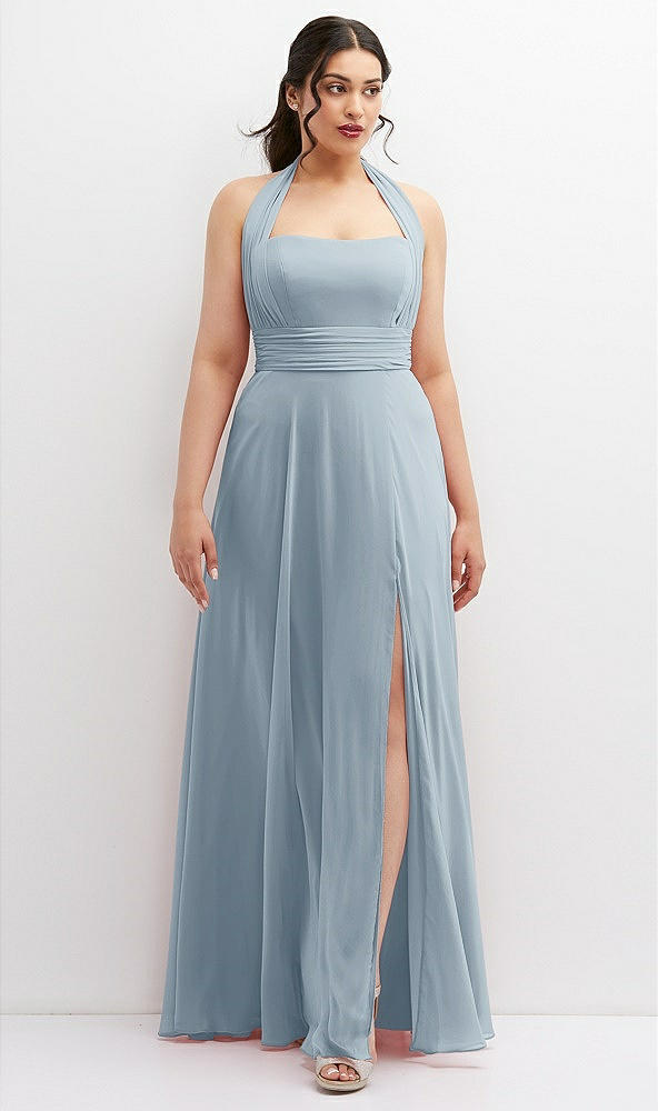 Front View - Mist Chiffon Convertible Maxi Dress with Multi-Way Tie Straps